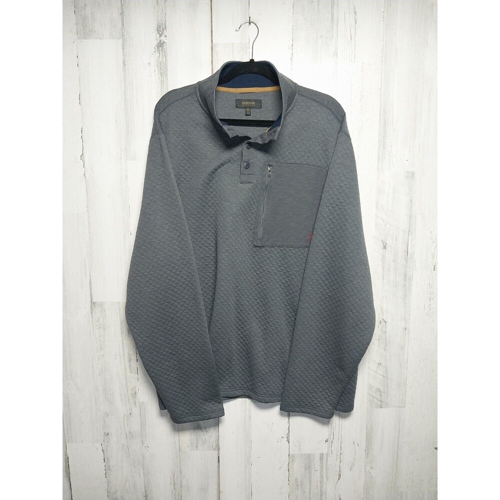 Brothers And Sons Mens XXL Gray Quilted Quarter Button Pullover